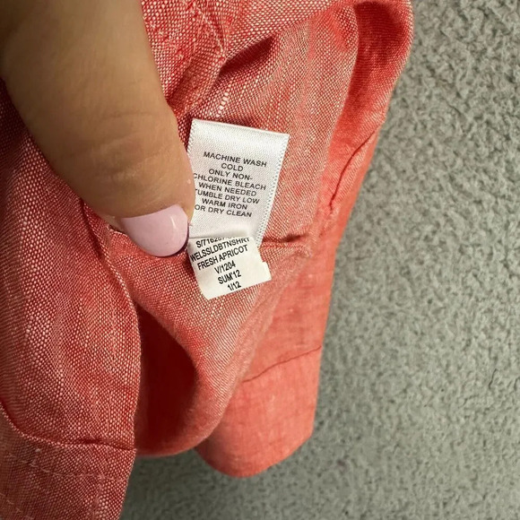 Banana Republic top women 2P orange chambray button up linen blend office career - Picture 5 of 7